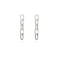 Josie Minimalist Dainty Silver Chain Earrings image