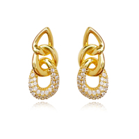 Clarette Luxury Diamante Link Chain Earrings (Gold Vermeil) image