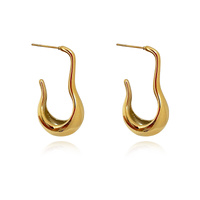 Franca Elongated Gold Bowl Earrings image