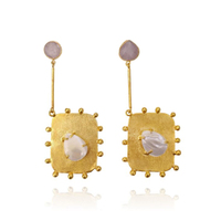 Florence Luxury 24K Gold Dangle Earrings Lilac Stone (my ears are not pierced) image