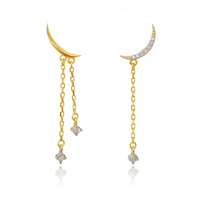 Ariella Dainty Moon String Mismatching Earrings (Gold) image