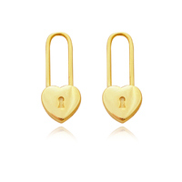 Lark Love Heart Padlock Drop Earrings (Gold Vermeil) image