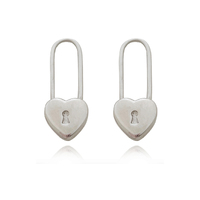 Lark Love Heart Padlock Drop Earrings (Silver) image