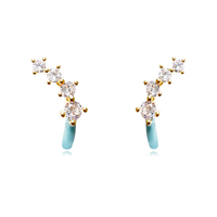Gabrielle Pastel Diamante Climber Earrings (Blue) image