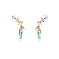 Gabrielle Pastel Diamante Climber Earrings (Green) image