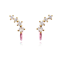 Gabrielle Pastel Diamante Climber Earrings (Pink) image