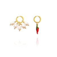 Nayeli Pearl Chilli Mismatching Earrings image
