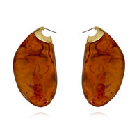 Raya Bold Arc Resin Drop Earrings (Caramel Brown) image