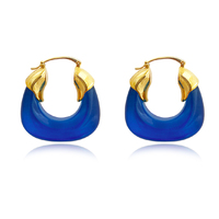 Ilona Artsy Resin Hoop Earrings (Sapphire Blue) image
