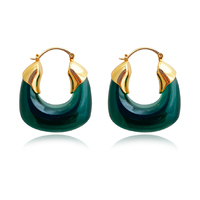 Ilona Artsy Resin Hoop Earrings (Emerald Green) image
