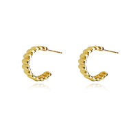 Kahlo Ribbed Crescent Hoop Earrings (Gold) image