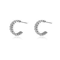 Kahlo Ribbed Crescent Hoop Earrings (Silver) image