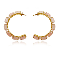 Blush Rose Quartz Hoop Earrings image