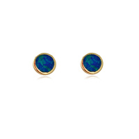 Miray Dainty Opal Stud Earrings (Gold Dark Blue) image
