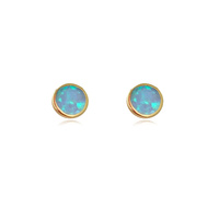 Miray Dainty Opal Stud Earrings (Gold Light Blue) image