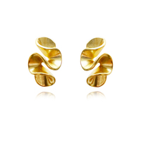 Fauve Artisan Sculptural Ruffle Earrings (Gold) image