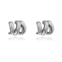 Aline Artsy Tri Curve Earrings (Silver) image