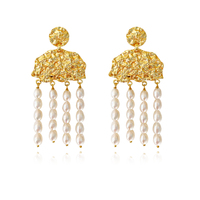 Jacinthe 24K Sculpture Pearl Drop Earrings (Imperfect No.4) image