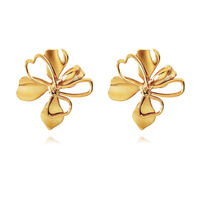 Jolean Sculptured Flower Statement Earrings (Gold) image