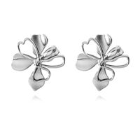 Jolean Sculptured Flower Statement Earrings (Silver) image