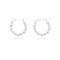 Bryn Beaded Silver Huggie Earrings image