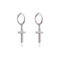 Trinity Silver Cross Drop Earrings image