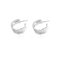 Monte Textured Silver Hoop Earrings image