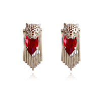 Ludovica Luxury Snow Leopard Crystal Earrings (Solid Silver)  image