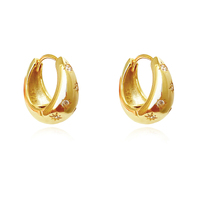 Adalyn Star-engraved Chunky Hoop Earrings (Gold) image