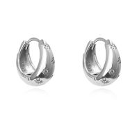 Adalyn Star-engraved Chunky Hoop Earrings (Silver) image