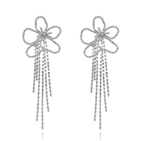 Augustin Catwalk Diamante Tassel Flower Earrings image