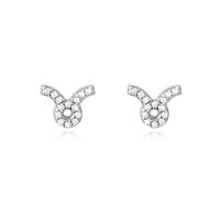 Taurus Artisan Zirconia Pavé Stud Earrings (Silver) image