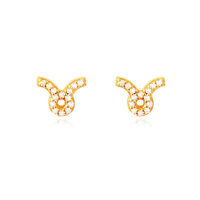 Taurus Artisan Zirconia Pavé Stud Earrings (Gold) image