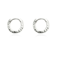 Edda Textured Dainty Sleeper Hoop Earrings (Silver)