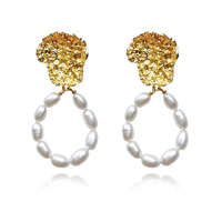 Camila 24K Sculpture Pearl Drop Earrings image