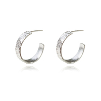 Isador Textured Deco Hoop Earrings (Silver) image