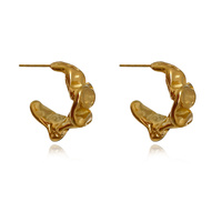 Tosca Textured C Hoop Earrings