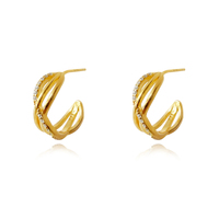 Ciara Tri Curve Earrings (Gold) image
