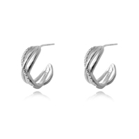 Ciara Tri Curve Earrings (Silver)