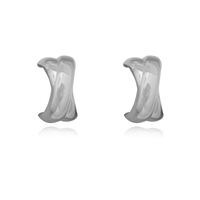 Archie Artsy Twin Curve Earrings (Silver)