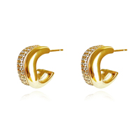 Amaryllis Twin Flame Curved Earrings (Gold) image