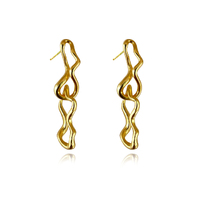 Gisela Twin Sculpture Line Drop Earrings (Gold Vermeil) image