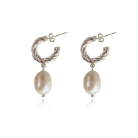 Adley Pearl Drop Earrings (Silver) image