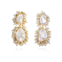 Amour 22K Twin Baroque Pearl Bouquet Earrings image