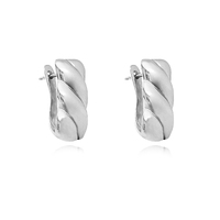 Velma Twisted U Huggie Earrings (Silver) image