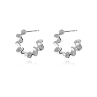 Avani Art Deco Wavy Hoop Earrrings (Silver) image