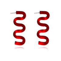 Darya Artsy Wave Earrings (Red) image