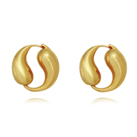 Yin Yang Artisan Solid Hoop Earrings (Gold) image
