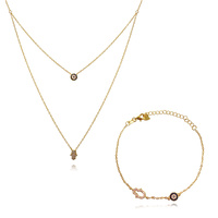 Alara Necklace & Azra Bracelet Luck Evil Eye Gift Set (Gold) image