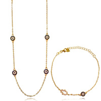 Dilara Necklace & Azra Bracelet Luck Evil Eye Gift Set (Gold) image